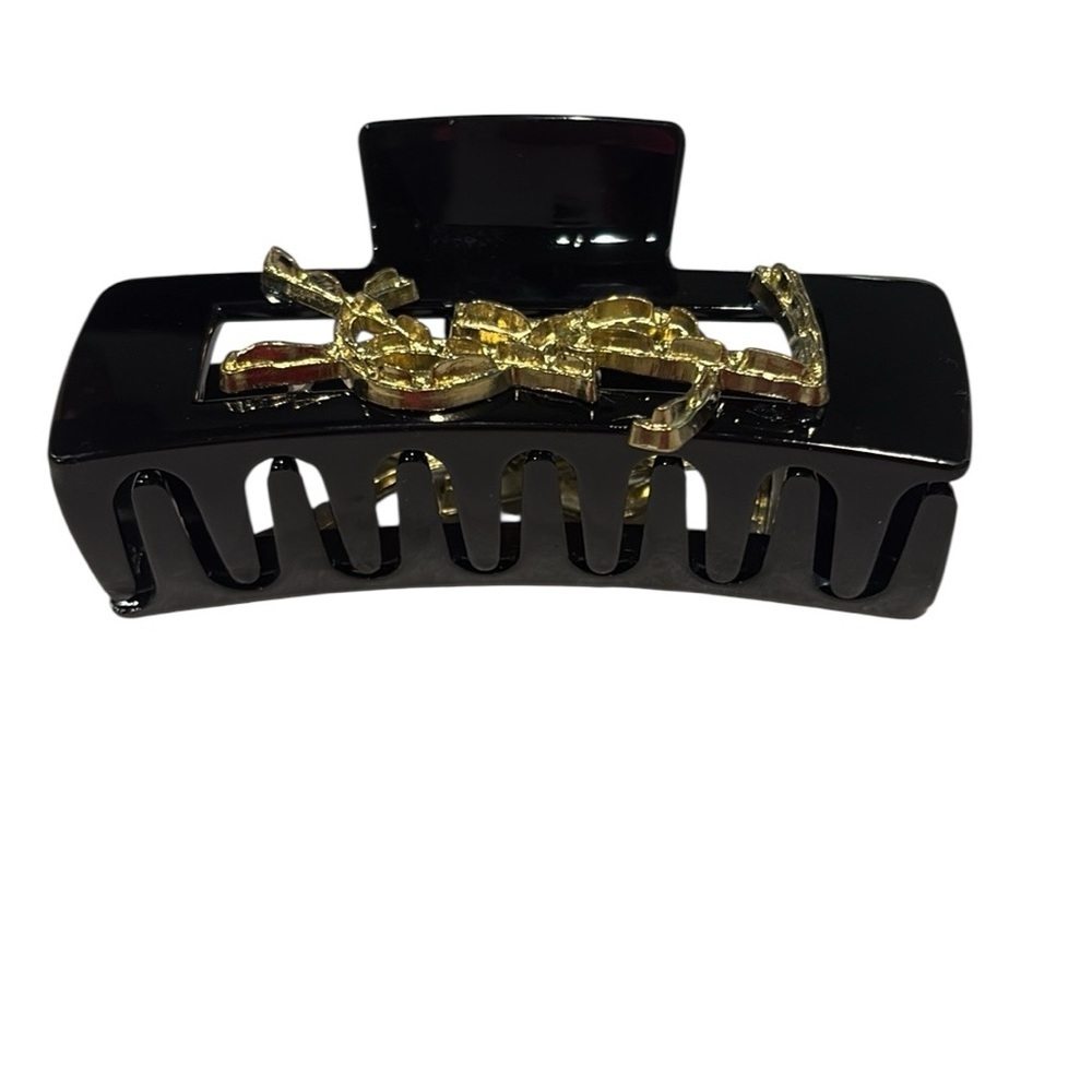 Luxury Designer Inspired Hair Claw Clip. Black with Gold letters. NEW! - Picture 8 of 10